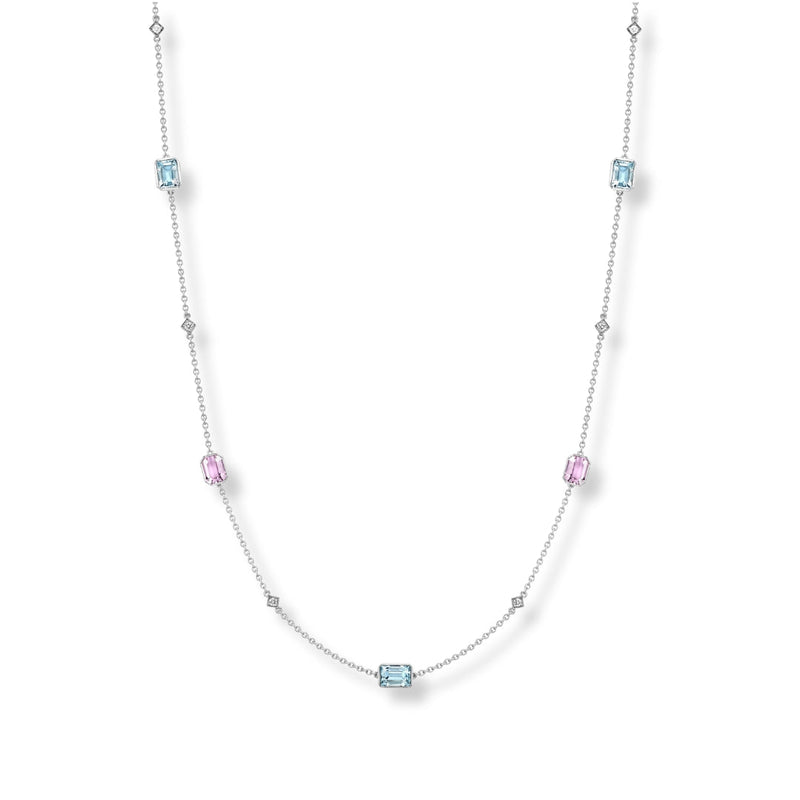 Kunzite, Aquamarine and Diamond Motley Necklace