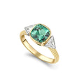 Indicolite and Diamond Three Stone Ring