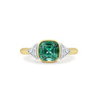 Indicolite and Diamond Three Stone Ring
