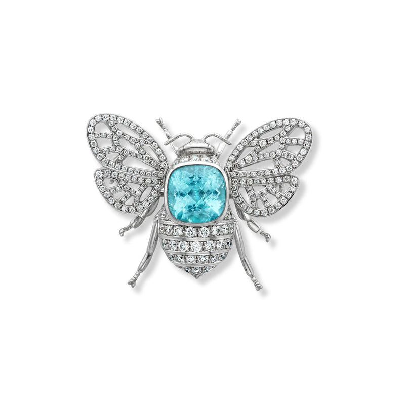 Paraiba Tourmaline and Diamond Bee Brooch