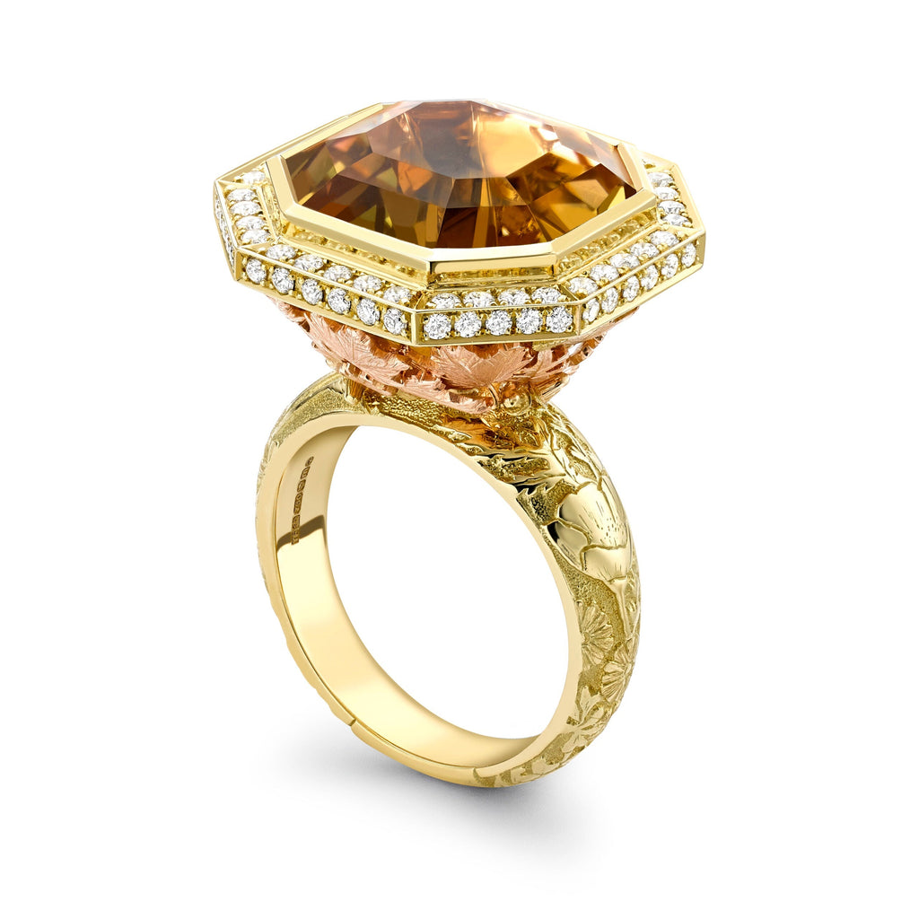 Autumn Tourmaline & Diamond Floribunda Ring