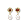 Enamel and Diamond Pearl Drop Earrings