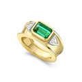 Green Tourmaline and Diamond Slim Bombé Ring
