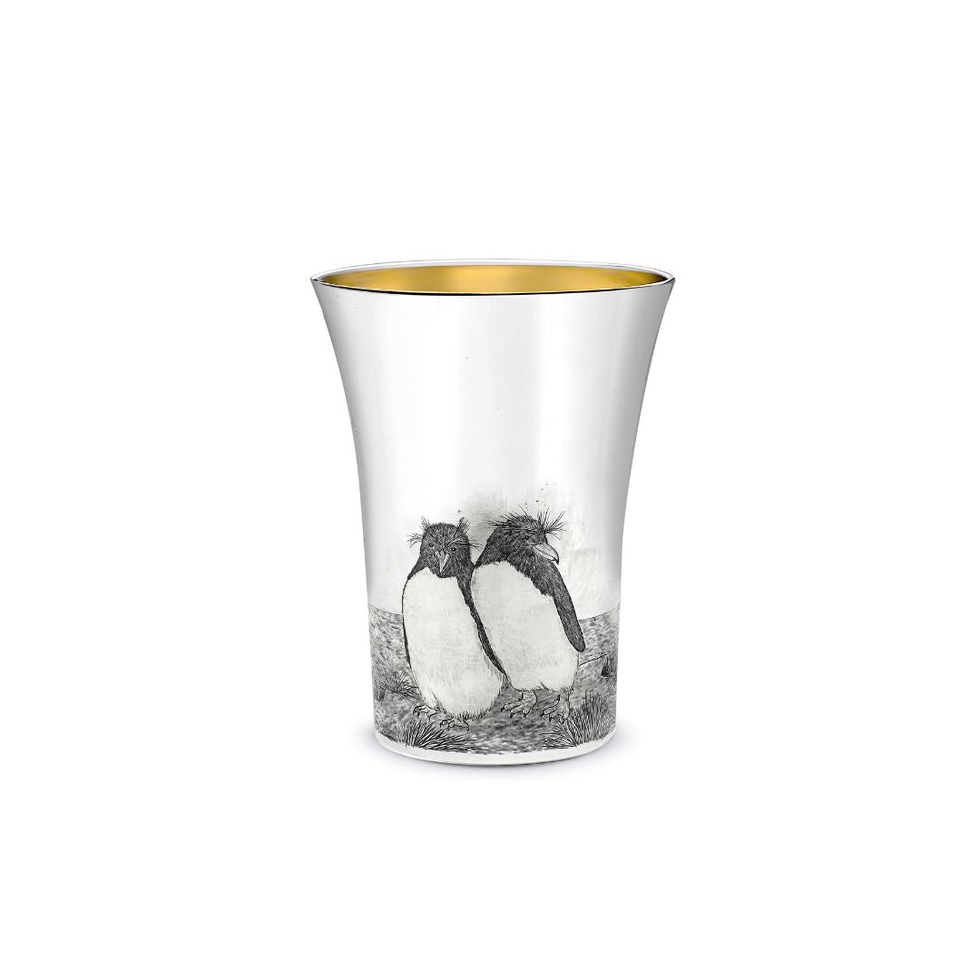 Penguin Silver Hand Engraved Tooth Mug