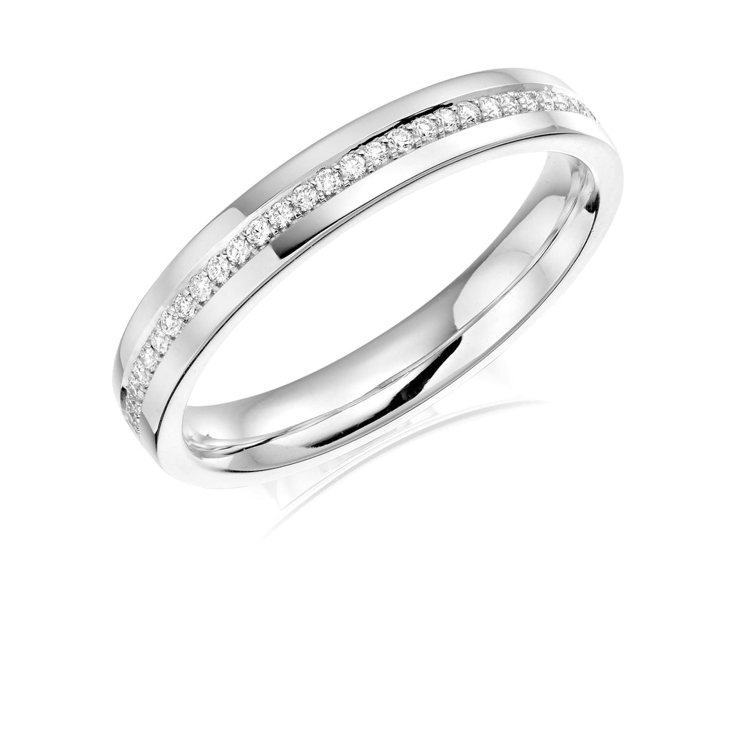 Ladies Diamond Set 3mm Platinum Band - Half Court