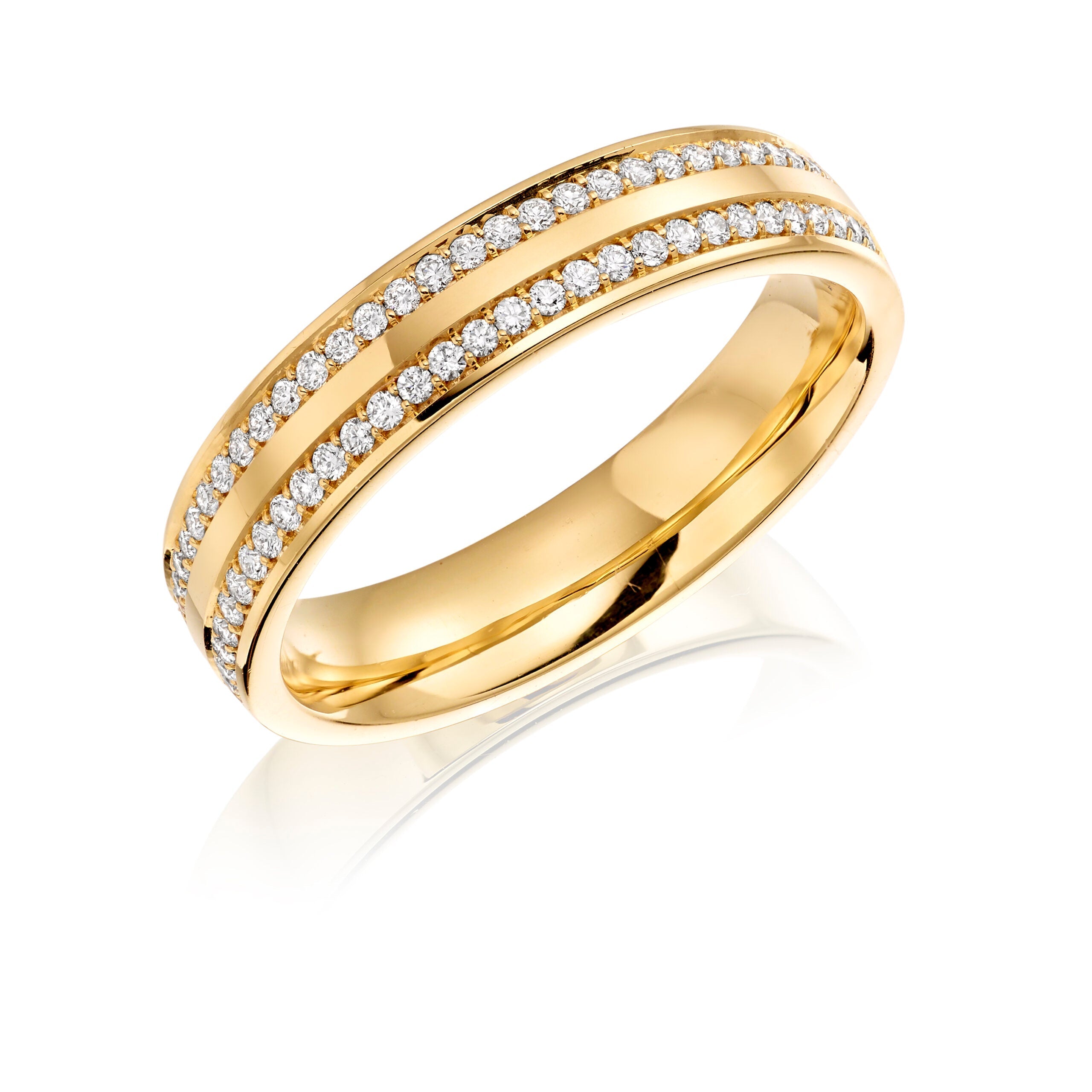 Ladies Diamond Set 4mm Yellow Gold Band