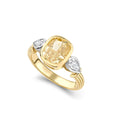 3.00ct Yellow Cushion Diamond Three Stone Rail Ring