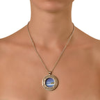 White Gold Enamelled Porthole Opening Locket