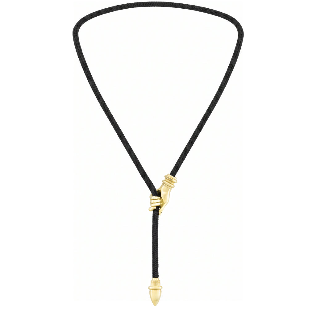 Hand Motif Black Cord Necklace