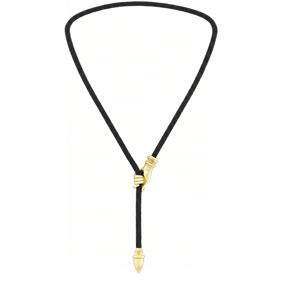 Hand Motif Black Cord Necklace
