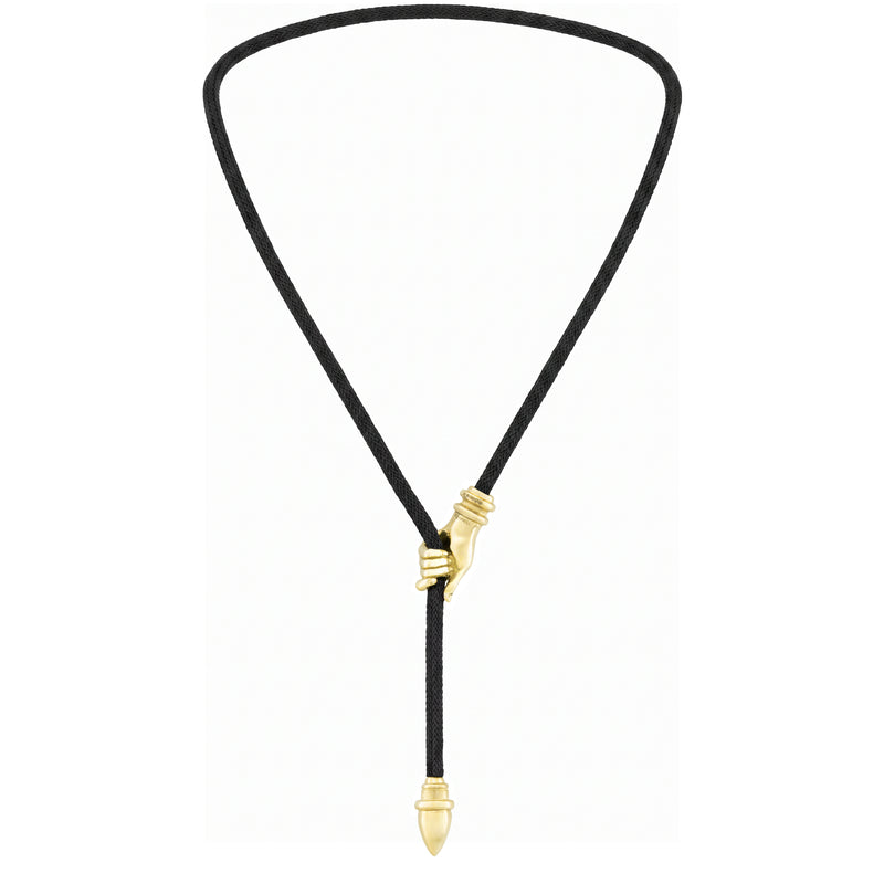 Hand Motif Black Cord Necklace