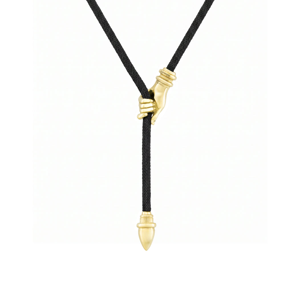 Hand Motif Black Cord Necklace