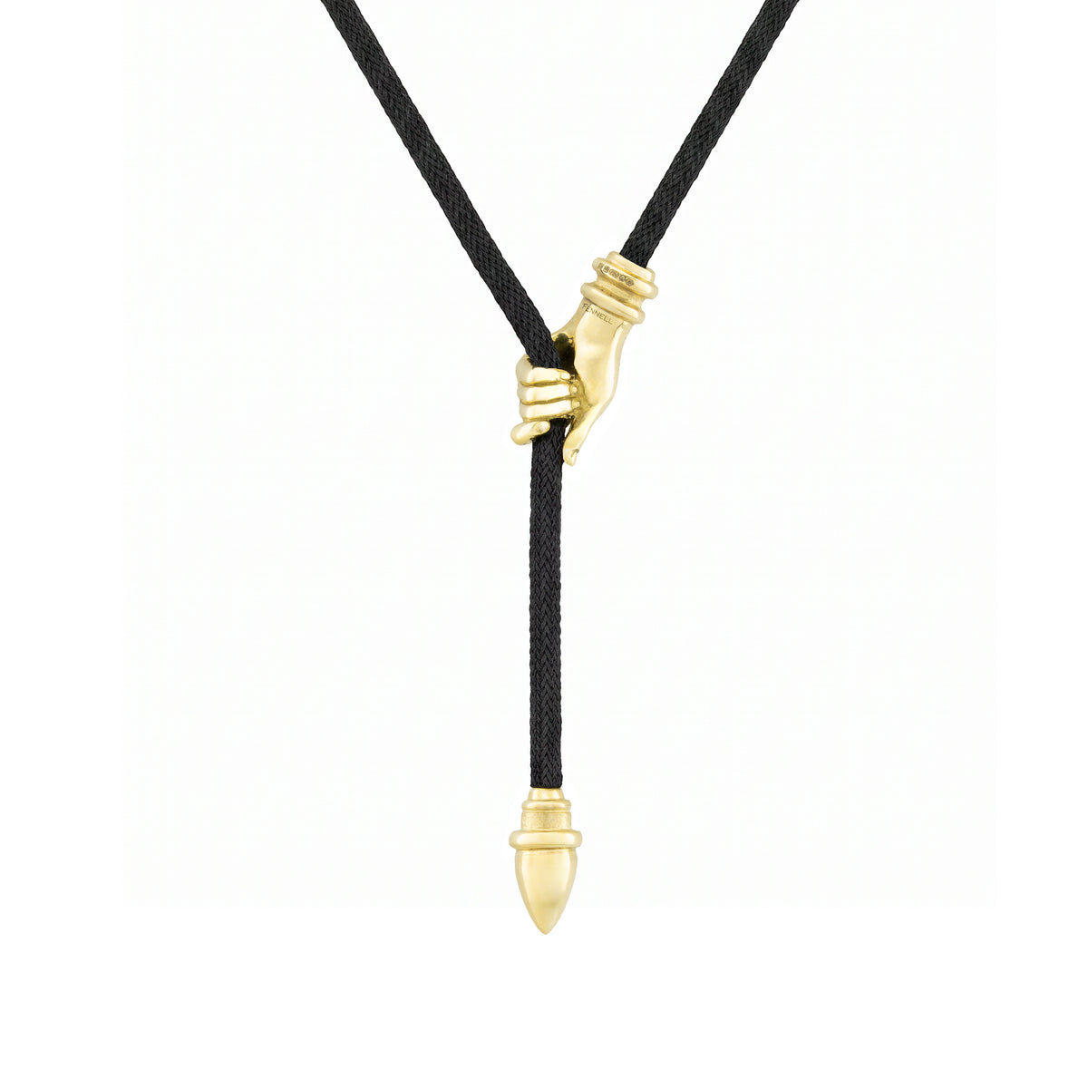 Hand Motif Black Cord Necklace