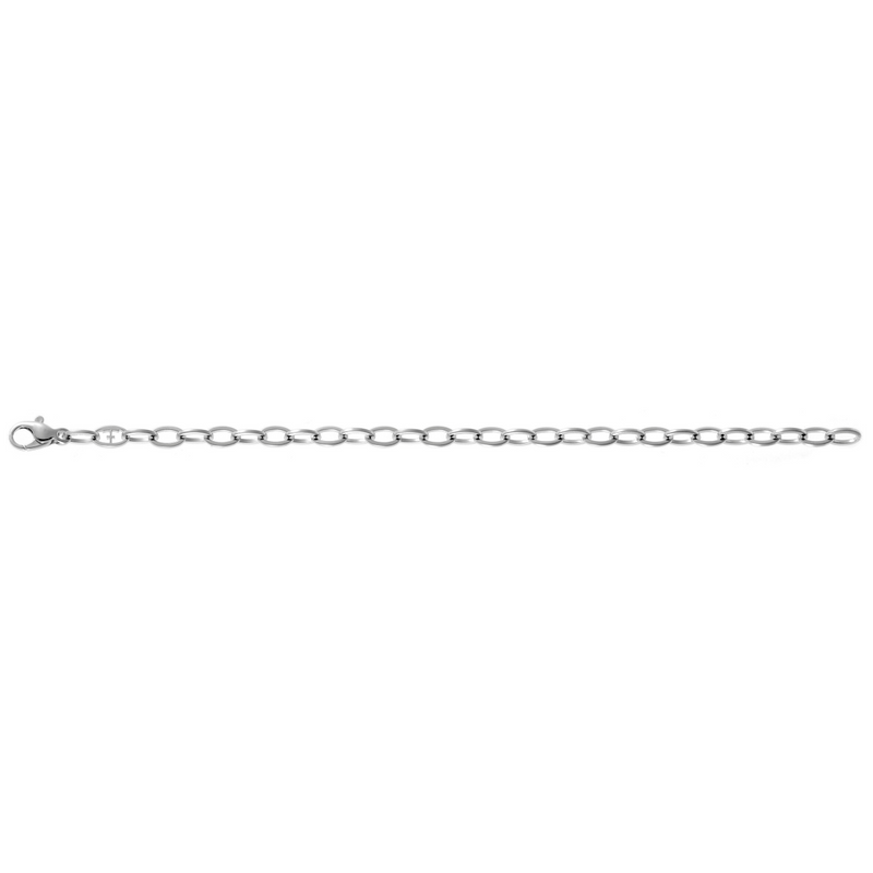 White Gold Outline Small Link Charm Bracelet