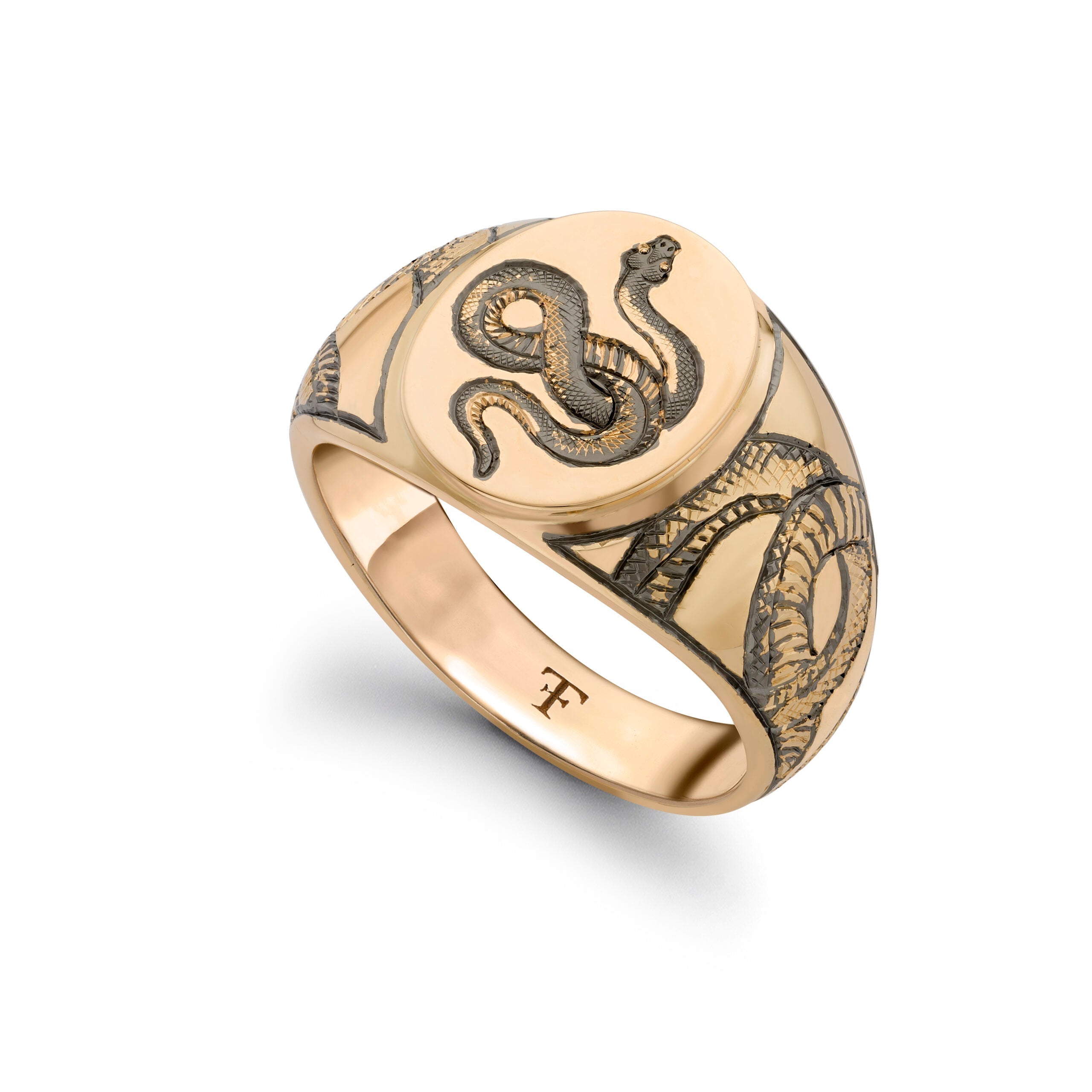 Engraved Snake Signet Ring