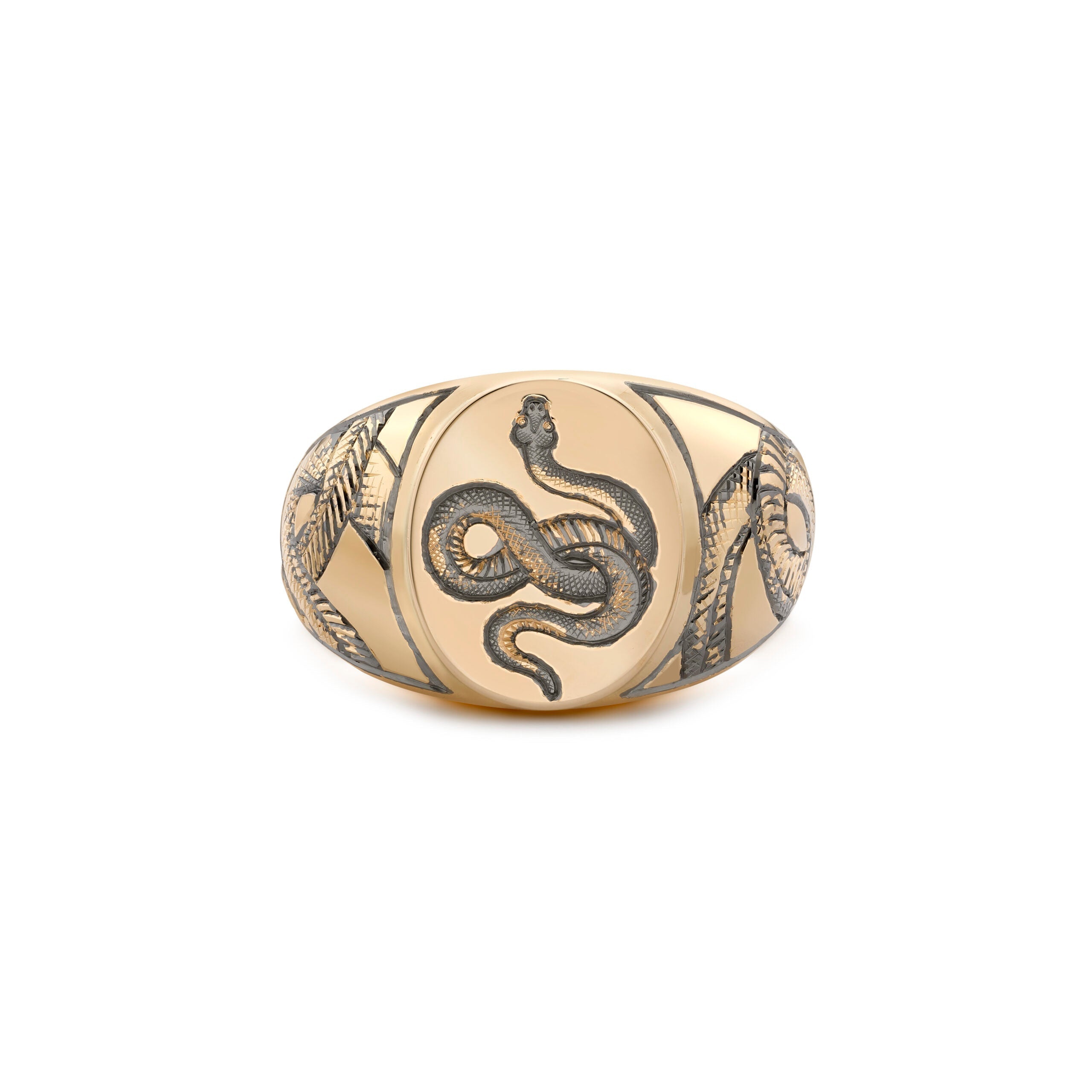 Engraved Snake Signet Ring