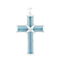 Blue Topaz & Diamond Engraved Cross