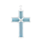 Blue Topaz & Diamond Engraved Cross