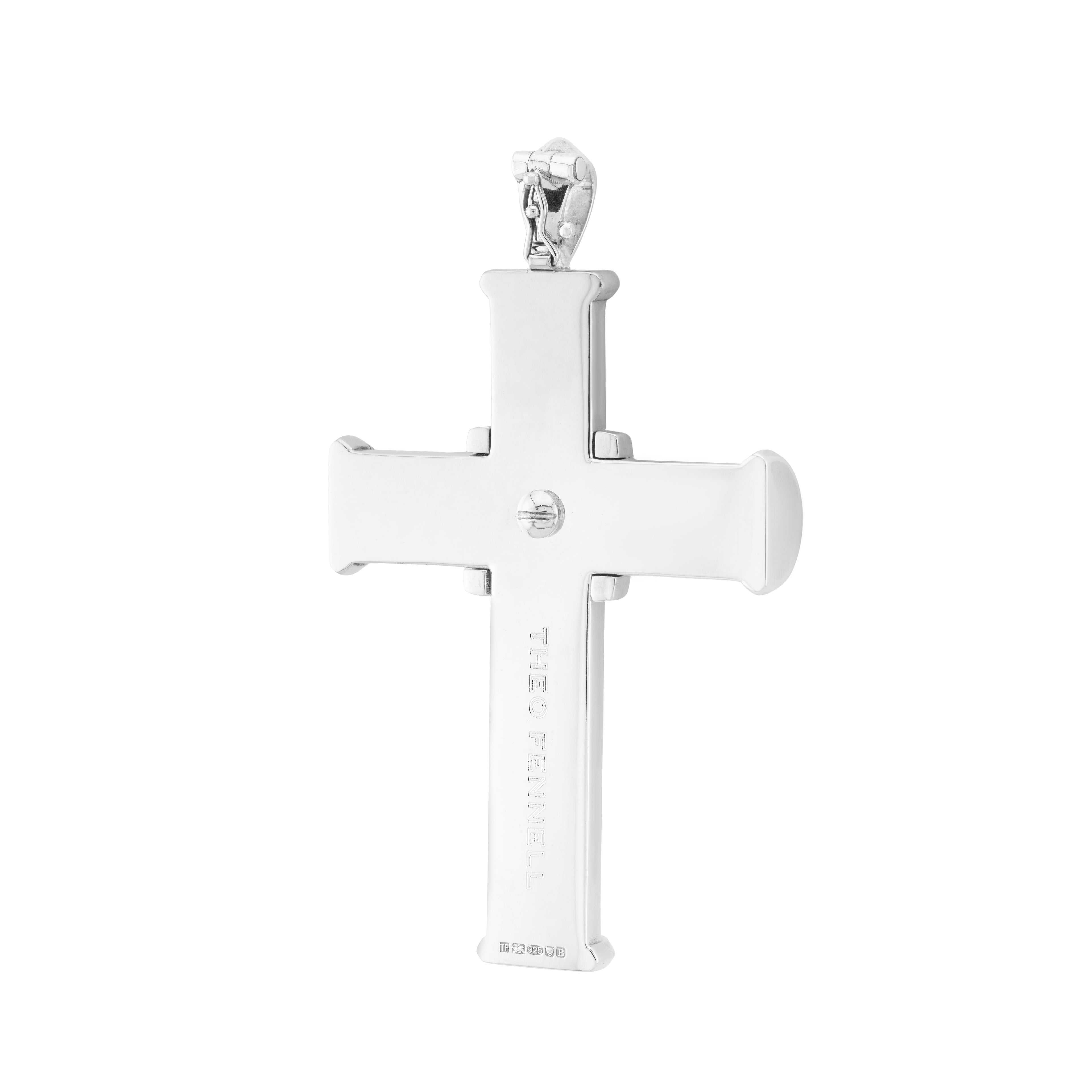 Blue Topaz & Diamond Engraved Cross