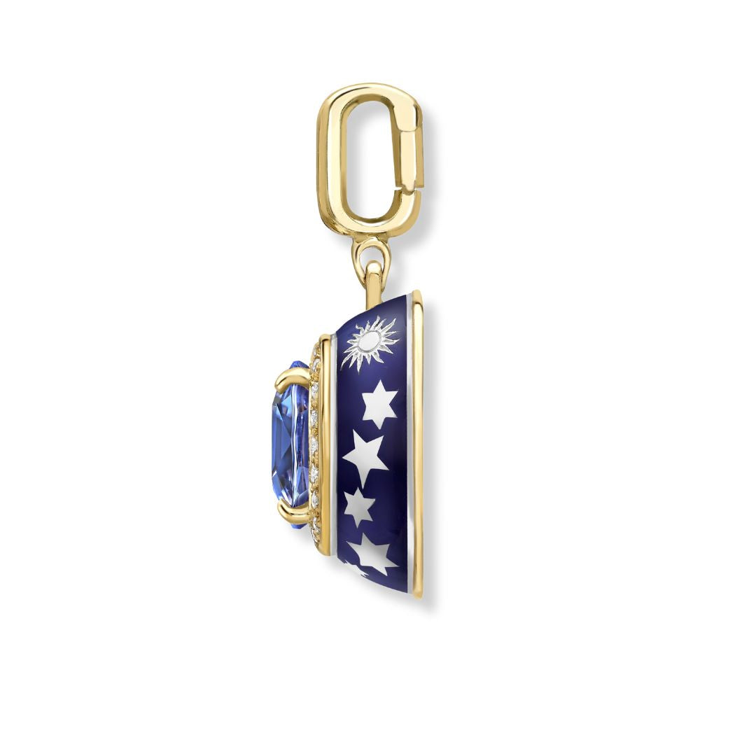 Tanzanite and Diamond Celestial Enamelled Pendant