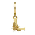 Yellow Gold Letter 'L' Charm with Bee Motif