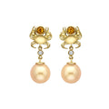 Crab Golden Pearl Drop Earrings