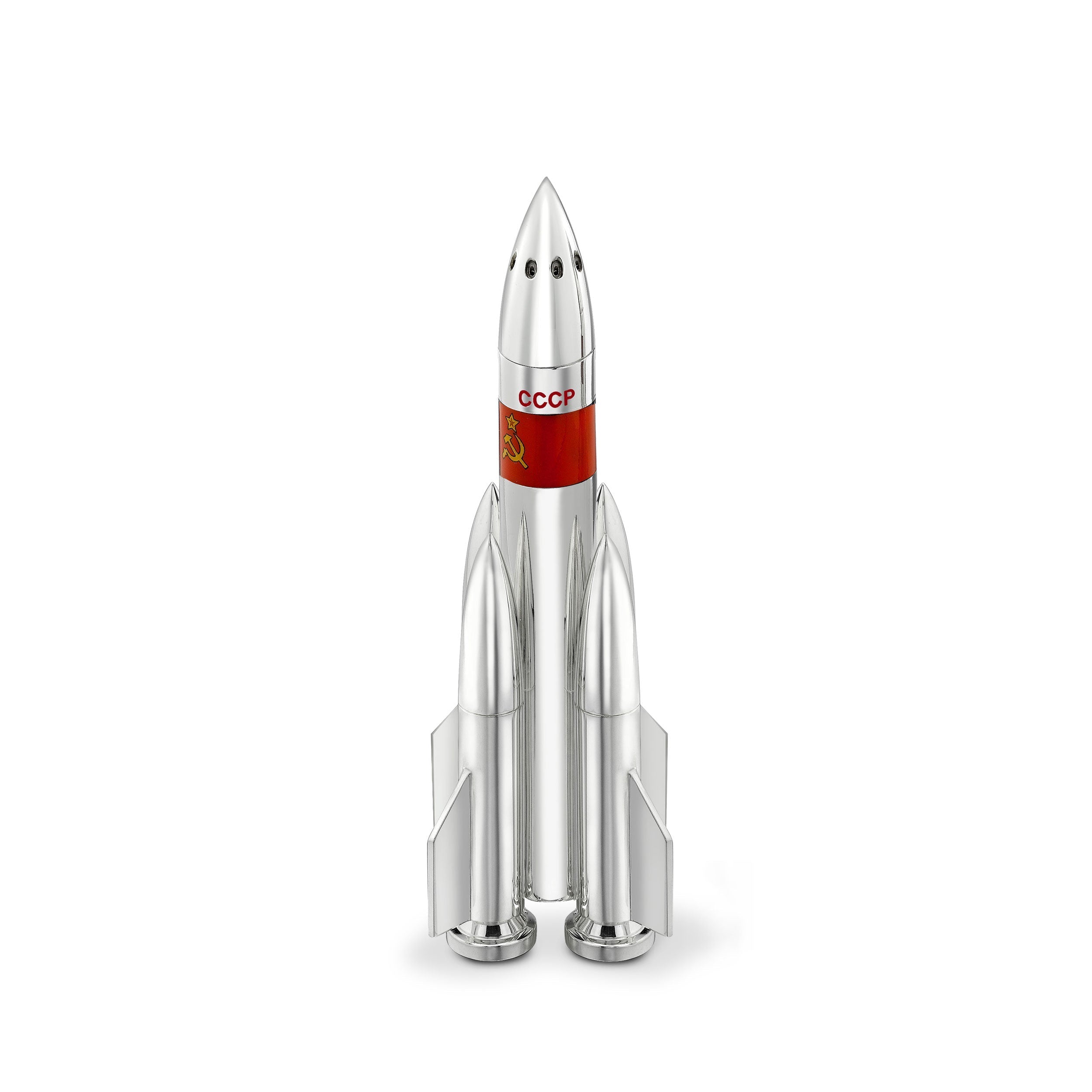 Silver Rocket Salt or Peppers with CCCP Enamel Flag
