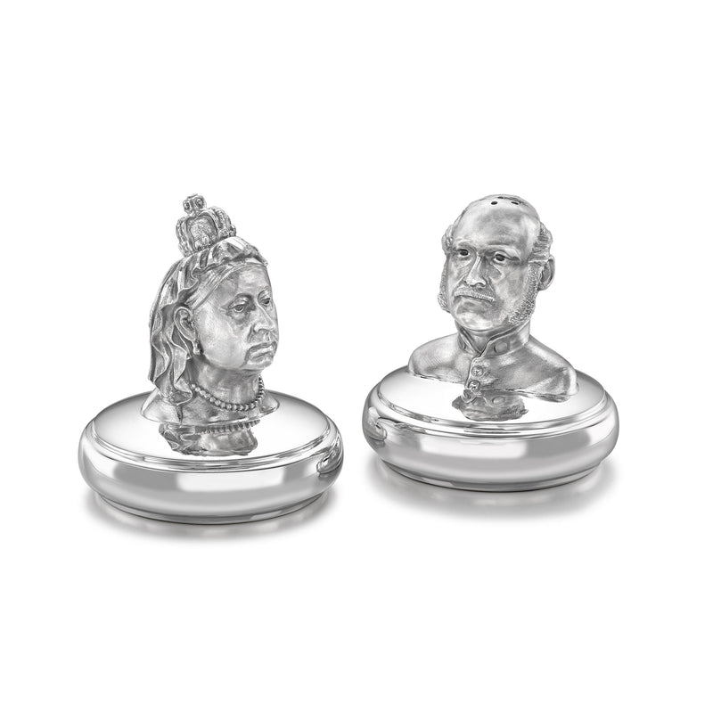 Silver Queen Victoria & Prince Albert Salt & Pepper Shakers