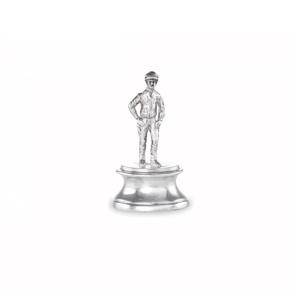 Silver Standing Jockey Menu Holder
