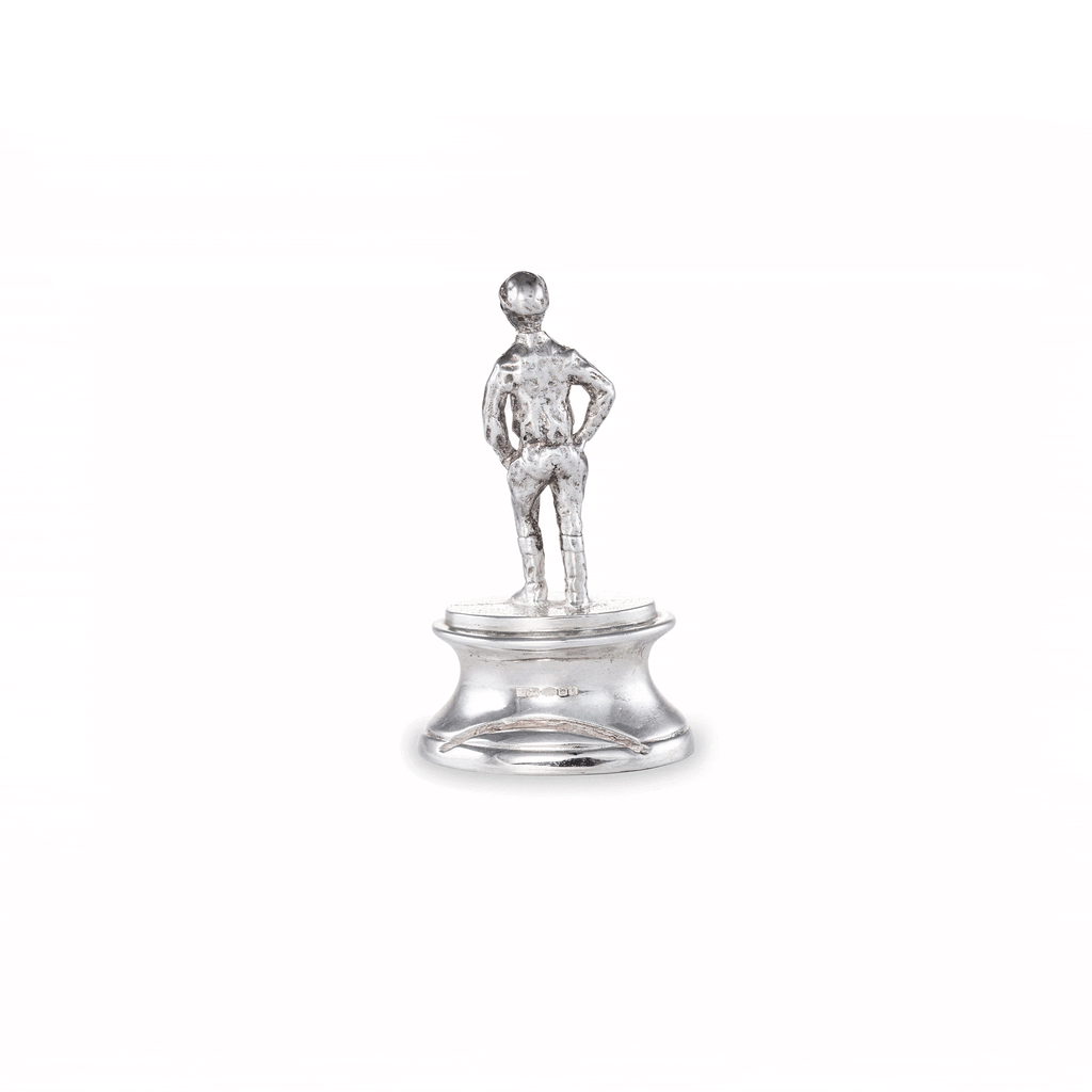 Silver Standing Jockey Menu Holder