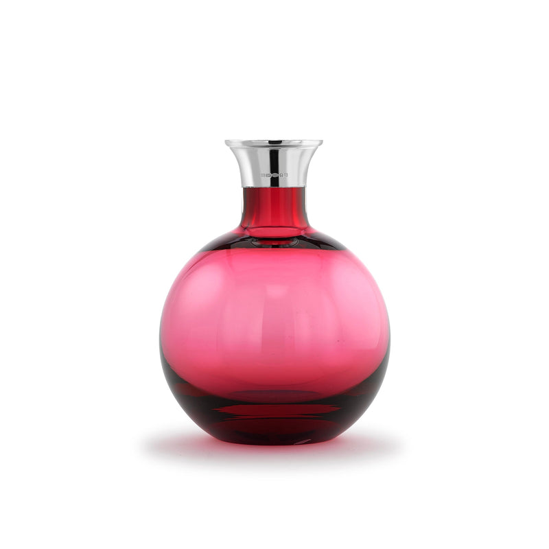 Ruby Crystal & Silver Round Decanter