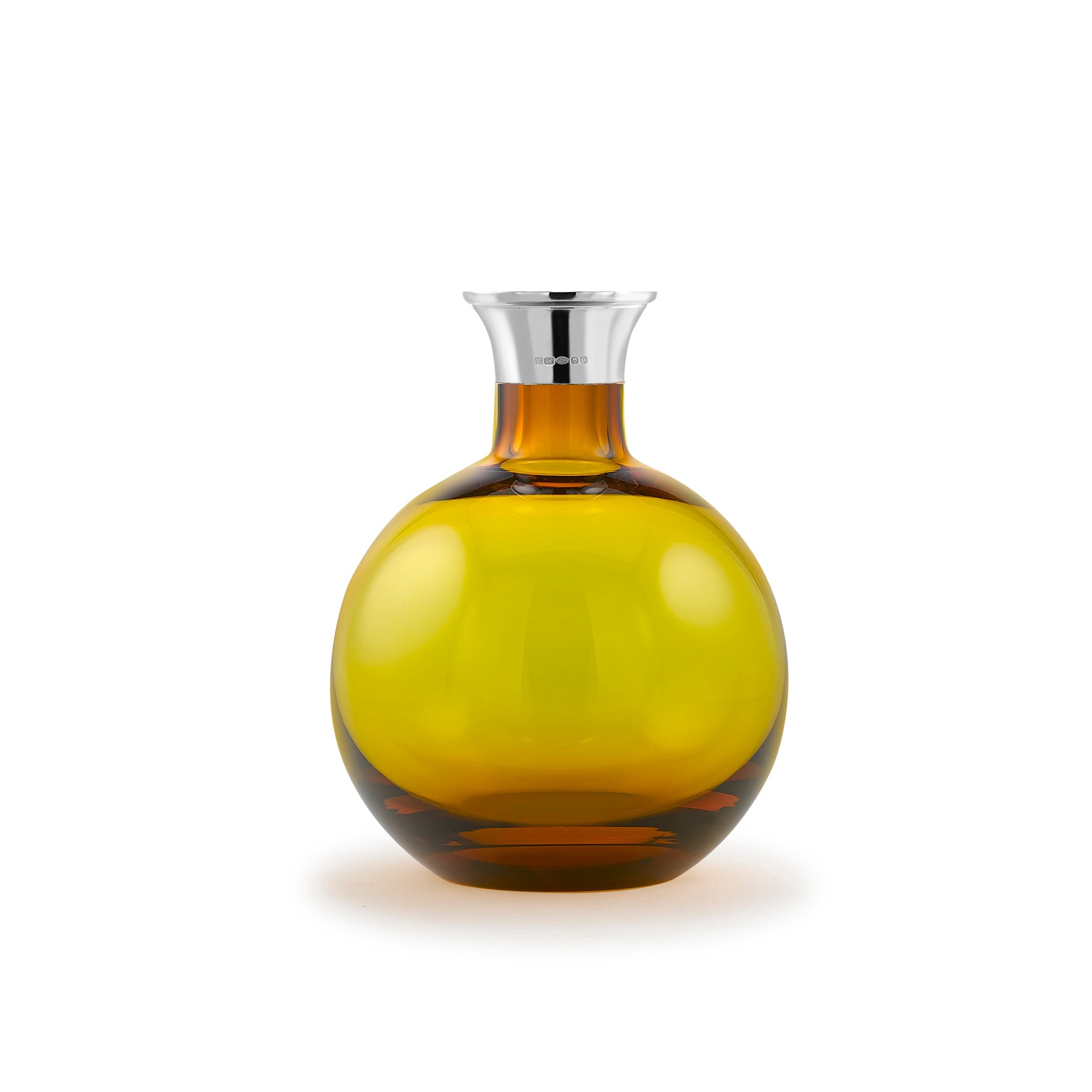 Amber Crystal & Silver Round Decanter