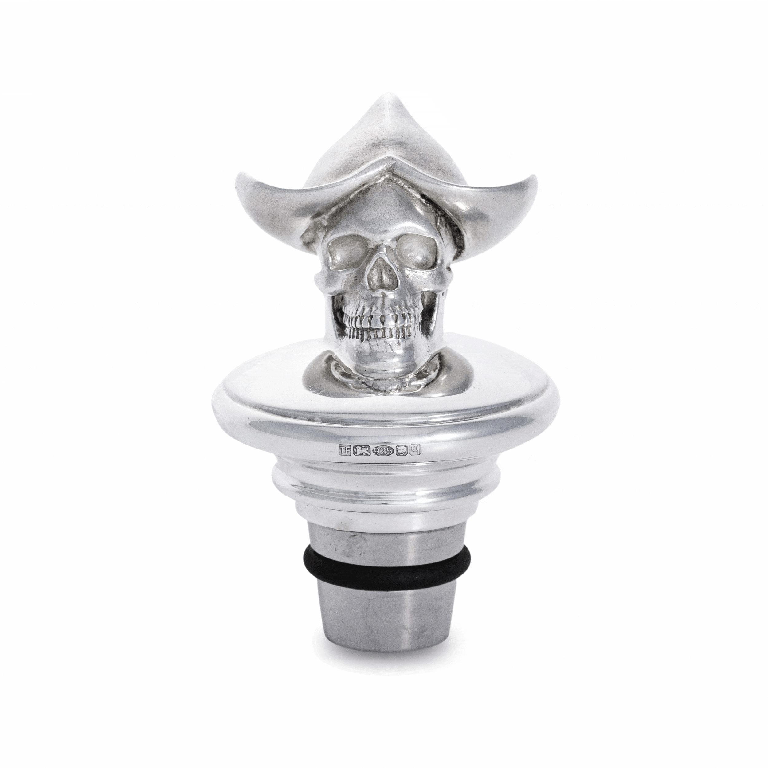 Silver Dutch Cap Skull Decanter Stopper