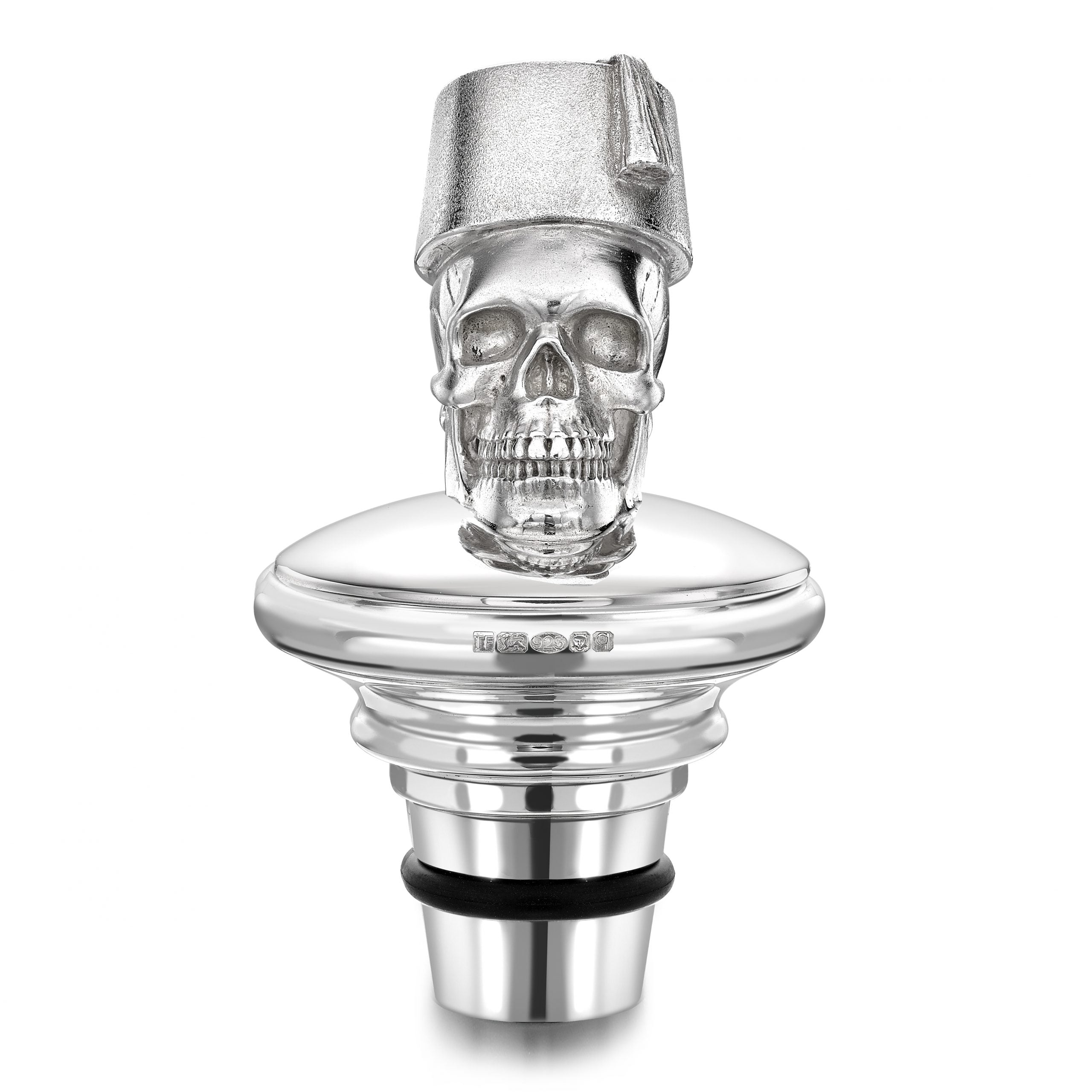 Silver Fez Skull Decanter Stopper
