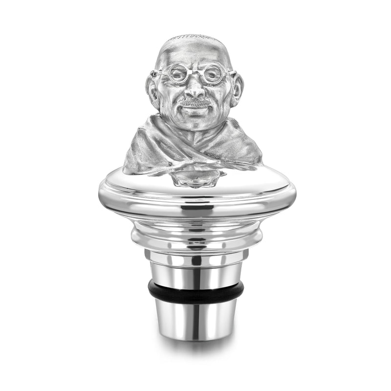 Silver Ghandi Portrait Decanter Stopper