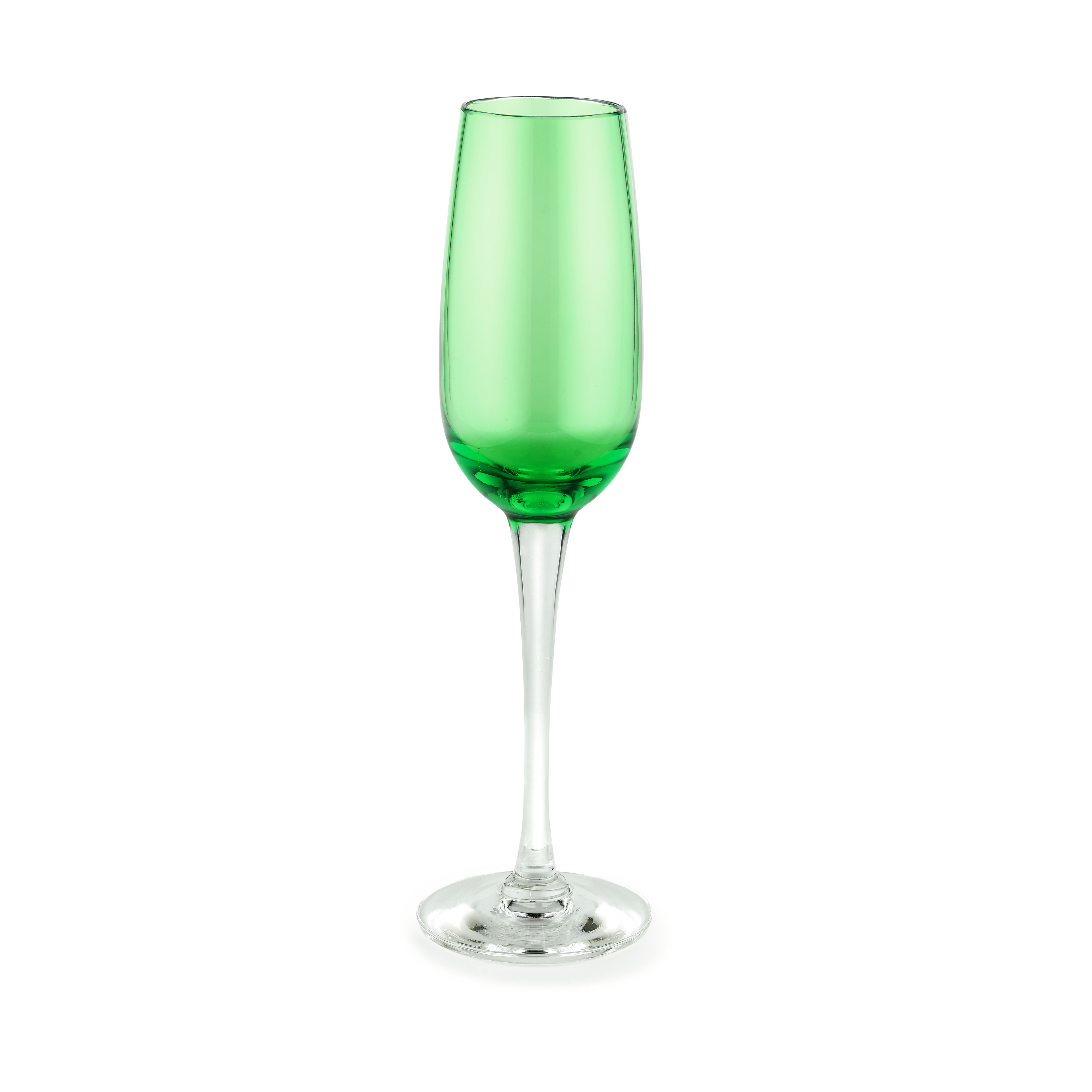 Lime Green Hand Blown Crystal Champagne Flute