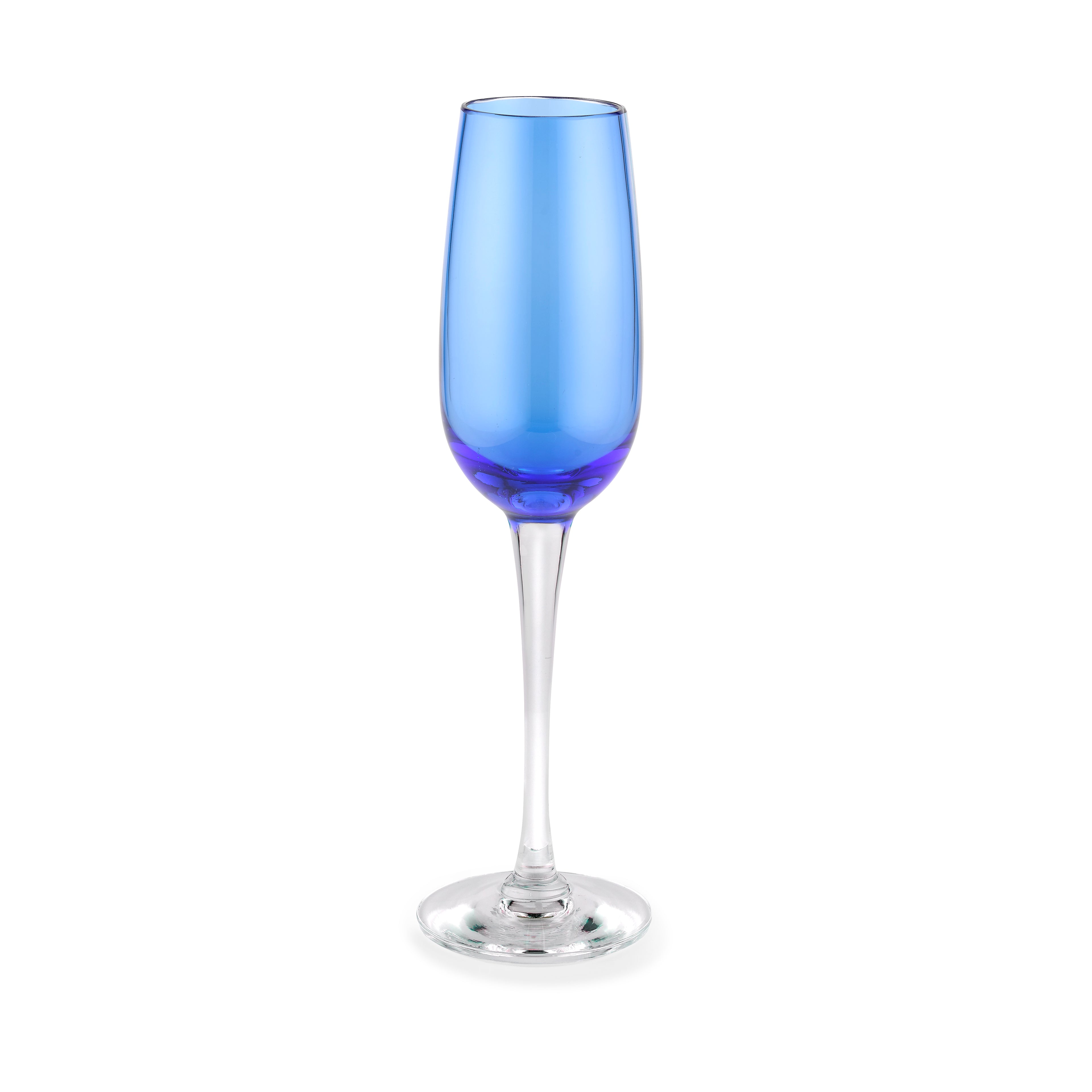 Dark Blue Hand Blown Crystal Champagne Flute