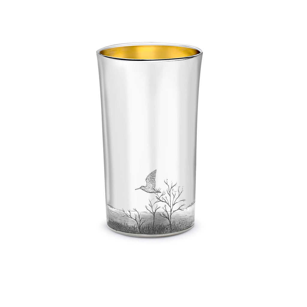 Straight Sided Flared Top Beaker Engraved with a Woodcock Scene