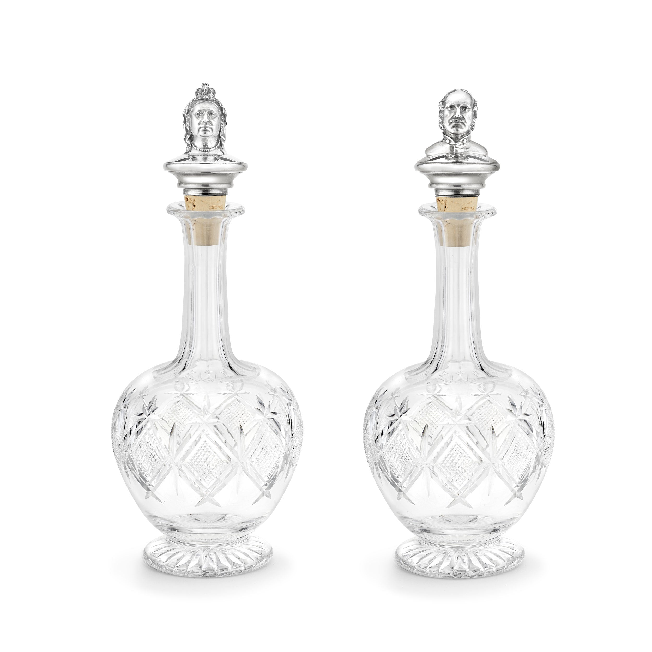 Pair of Victoria and Albert Antique Decanters