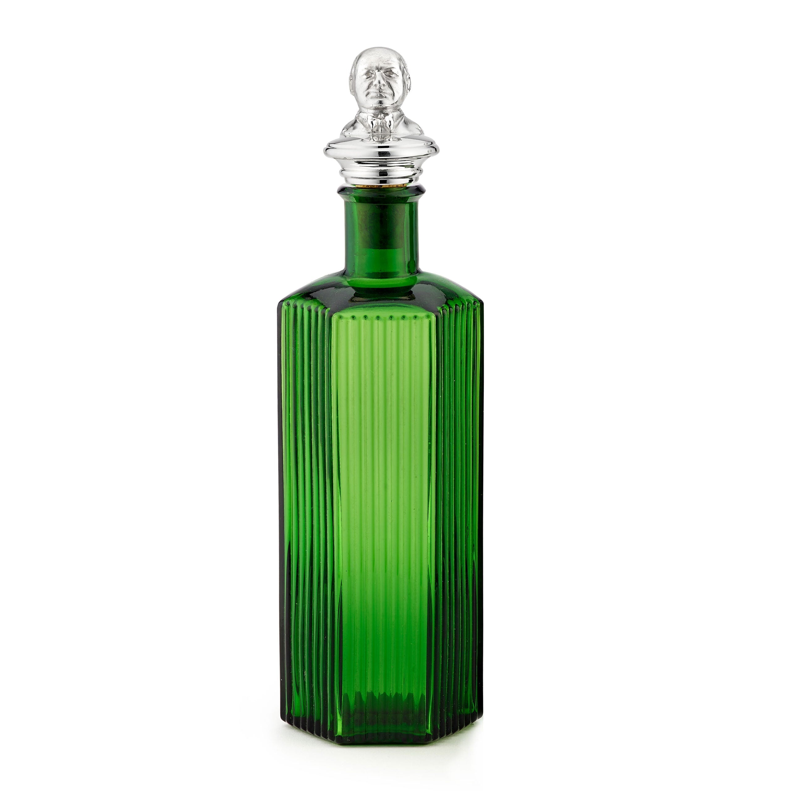 Silver Churchill Stopper on Green Poison Bottle