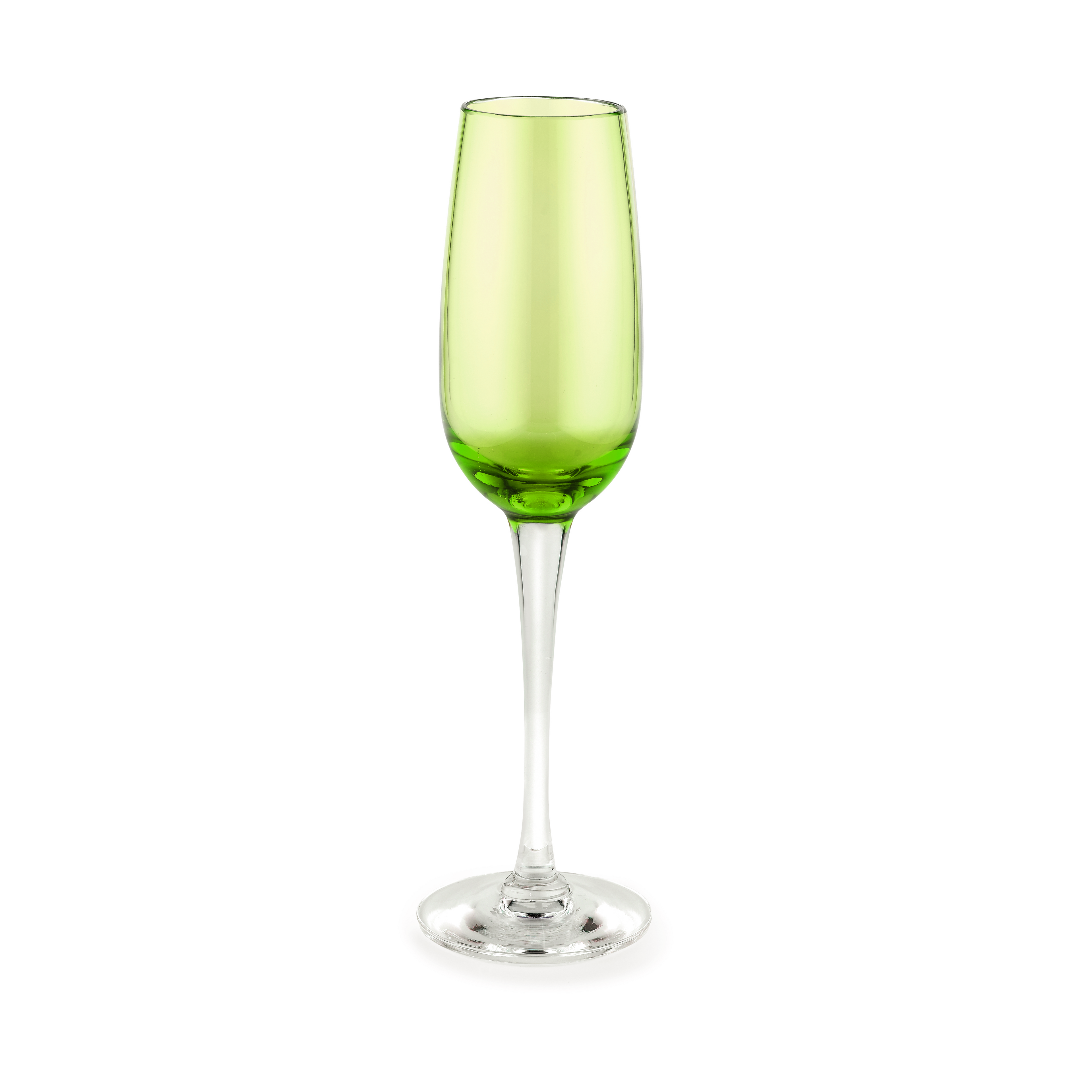Lime Green Hand Blown Crystal Champagne Flute
