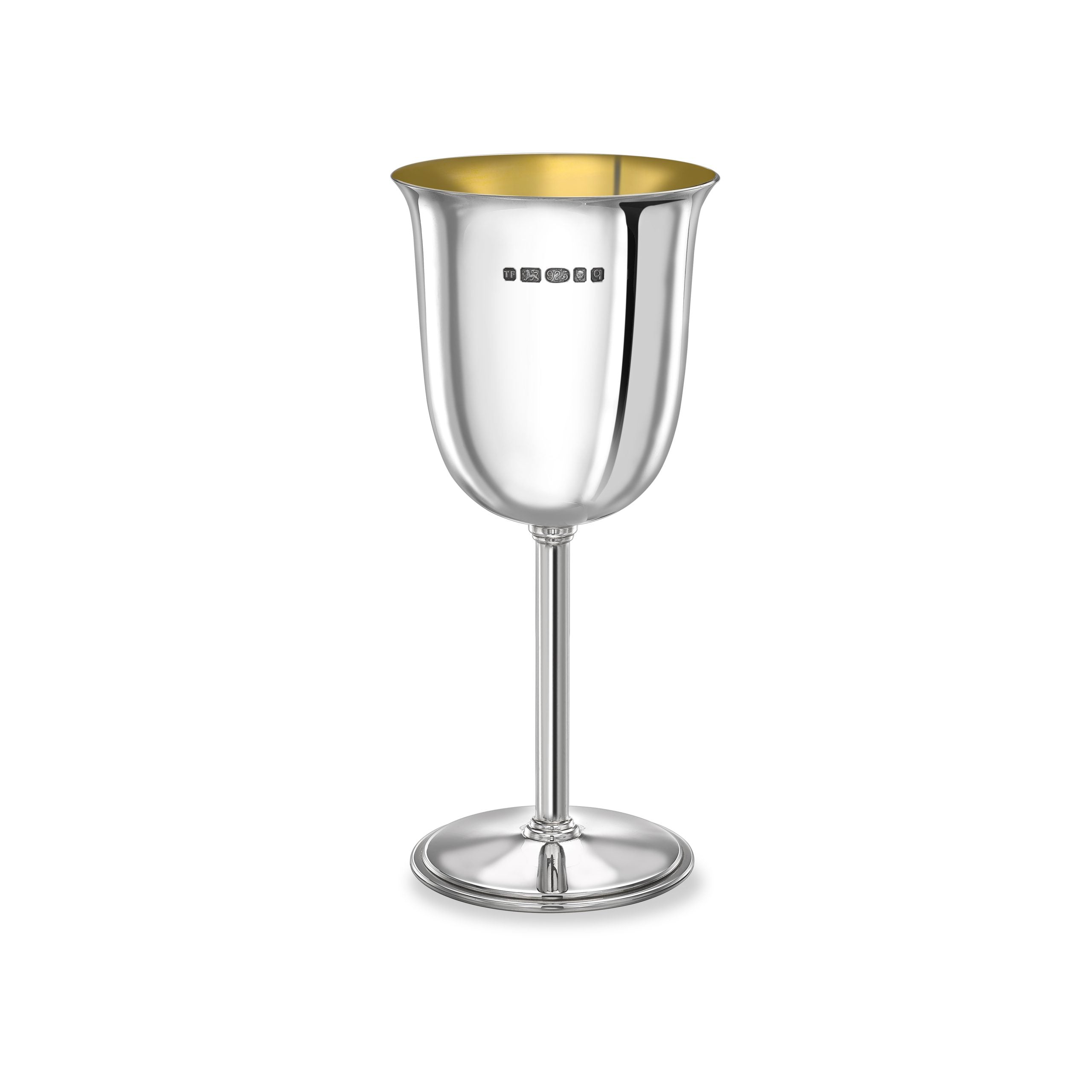 Silver Wine Goblet Curved
