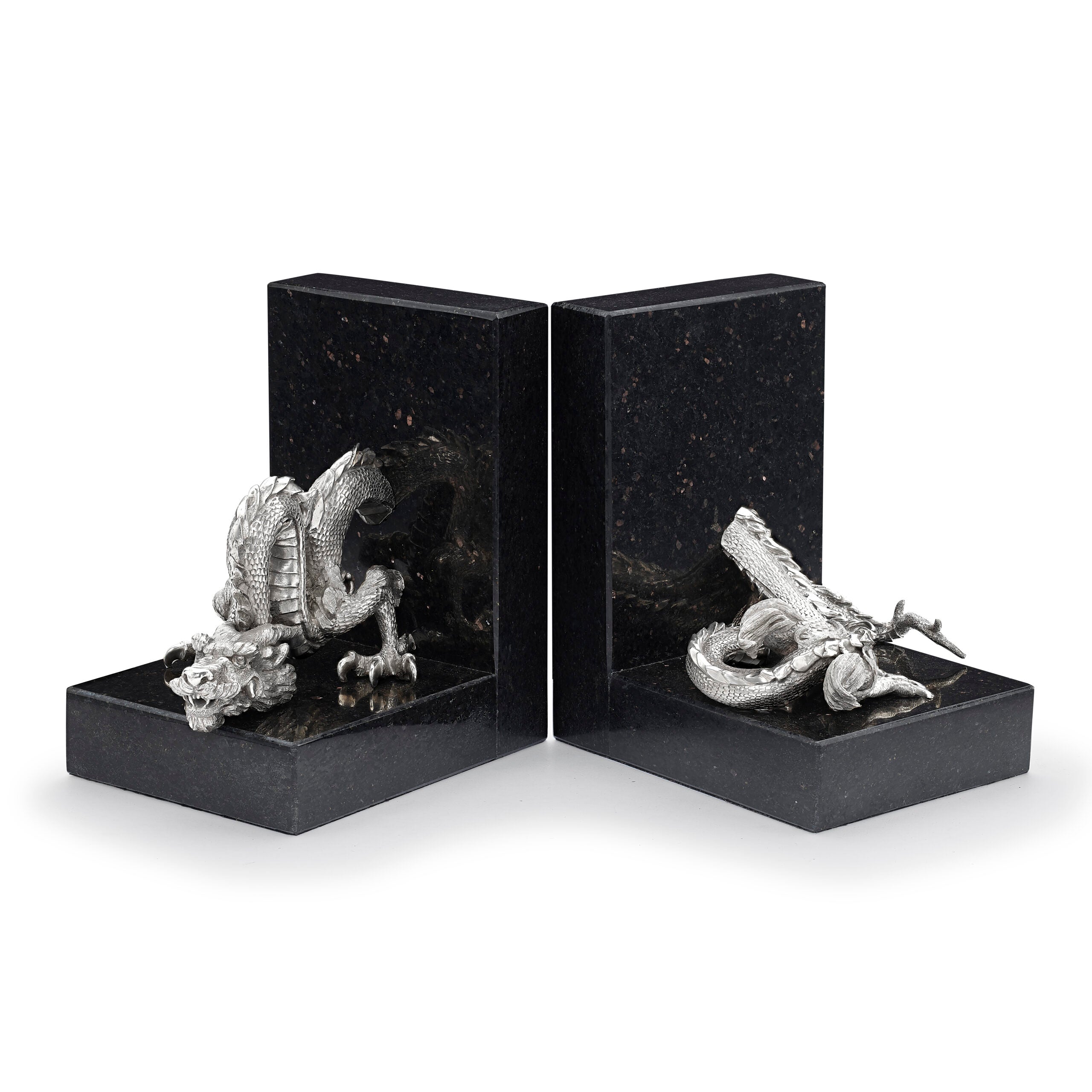 Silver Dragon Bookends