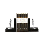 Sterling Silver Angel Mounted On Black Marble Bookends