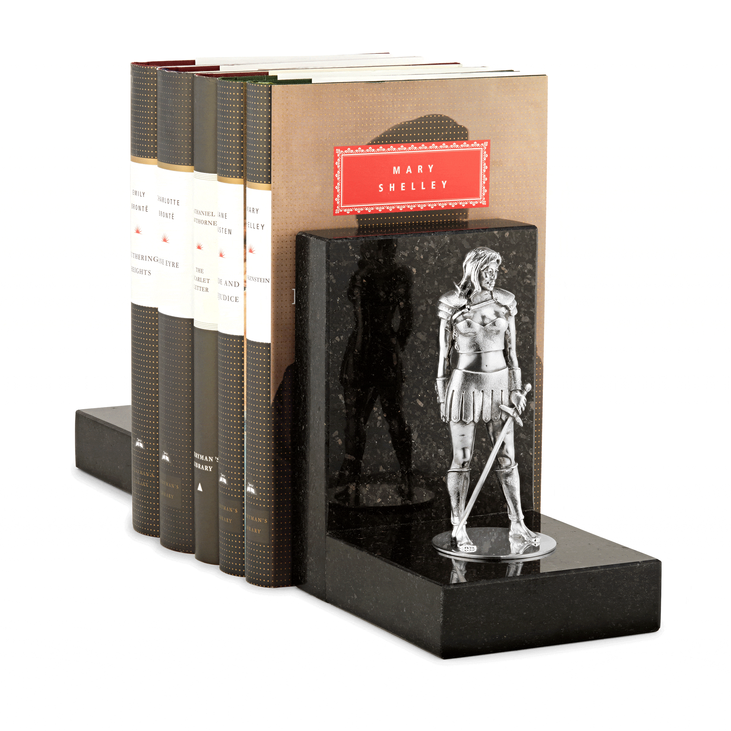 Sterling Silver Angel Mounted On Black Marble Bookends