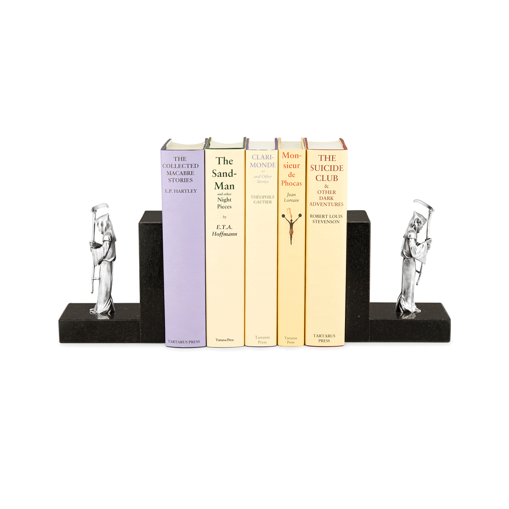 Sterling Silver Black Marble Grim Reaper Bookends