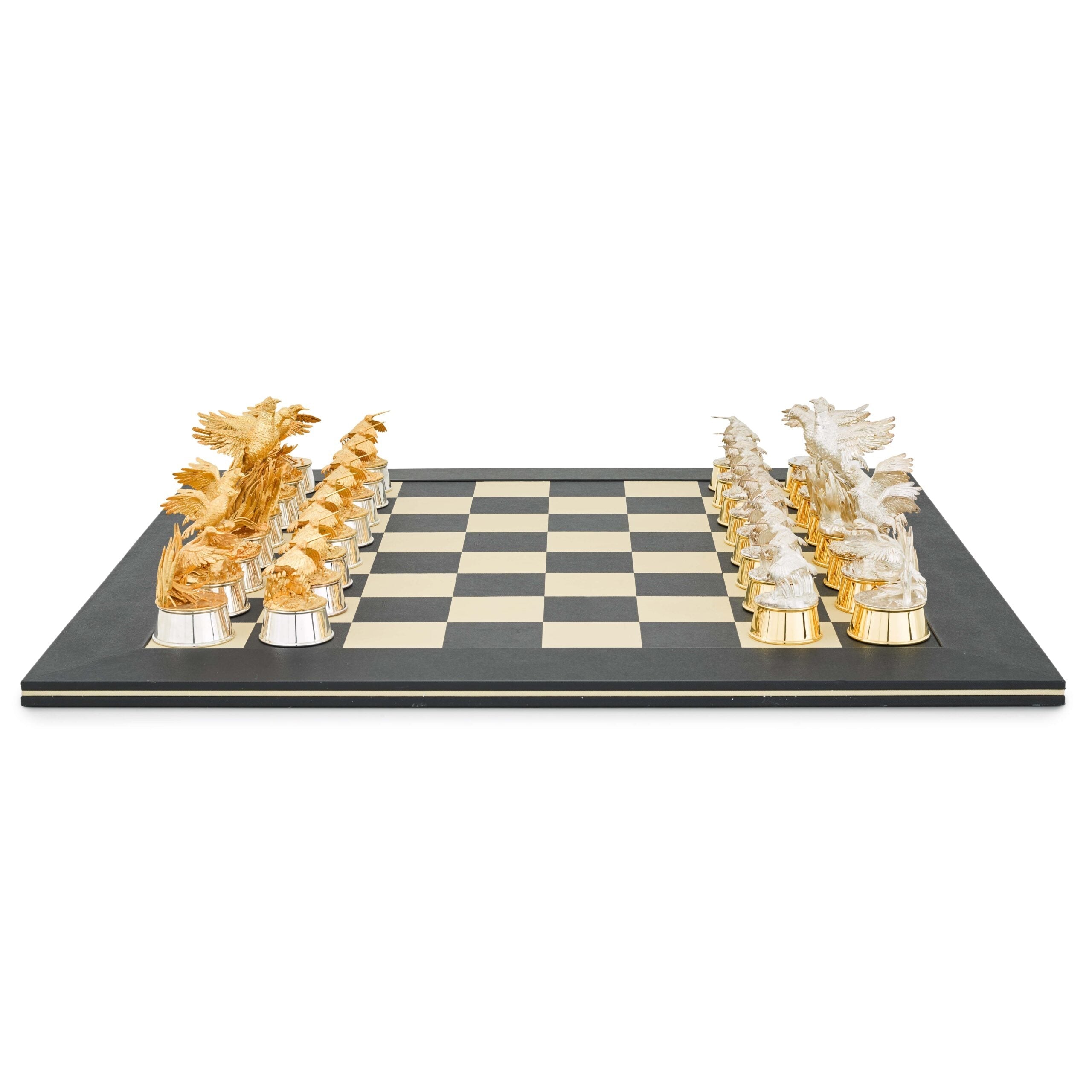 Silver & Gilt Game Bird Chess Set