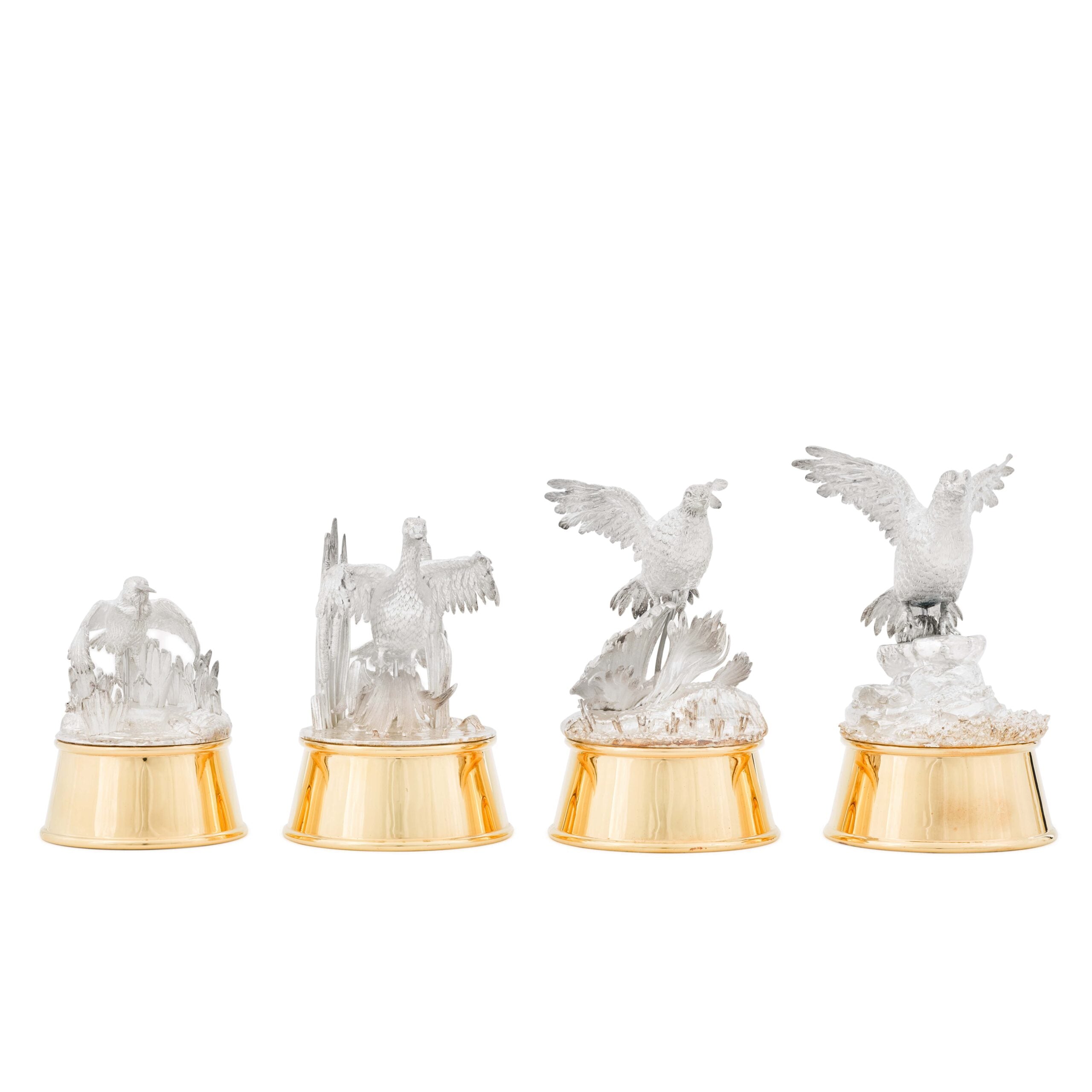 Silver & Gilt Game Bird Chess Set