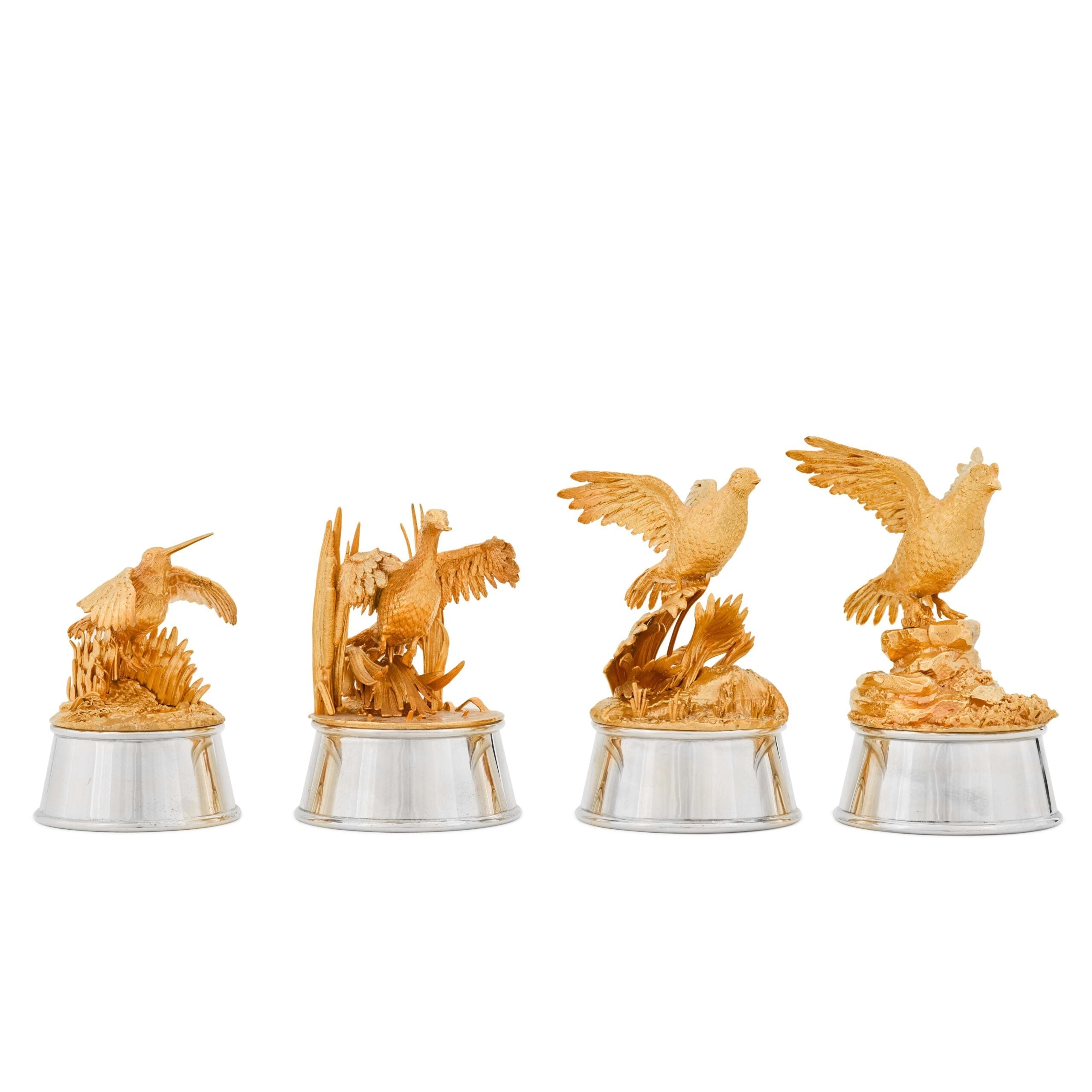 Silver & Gilt Game Bird Chess Set