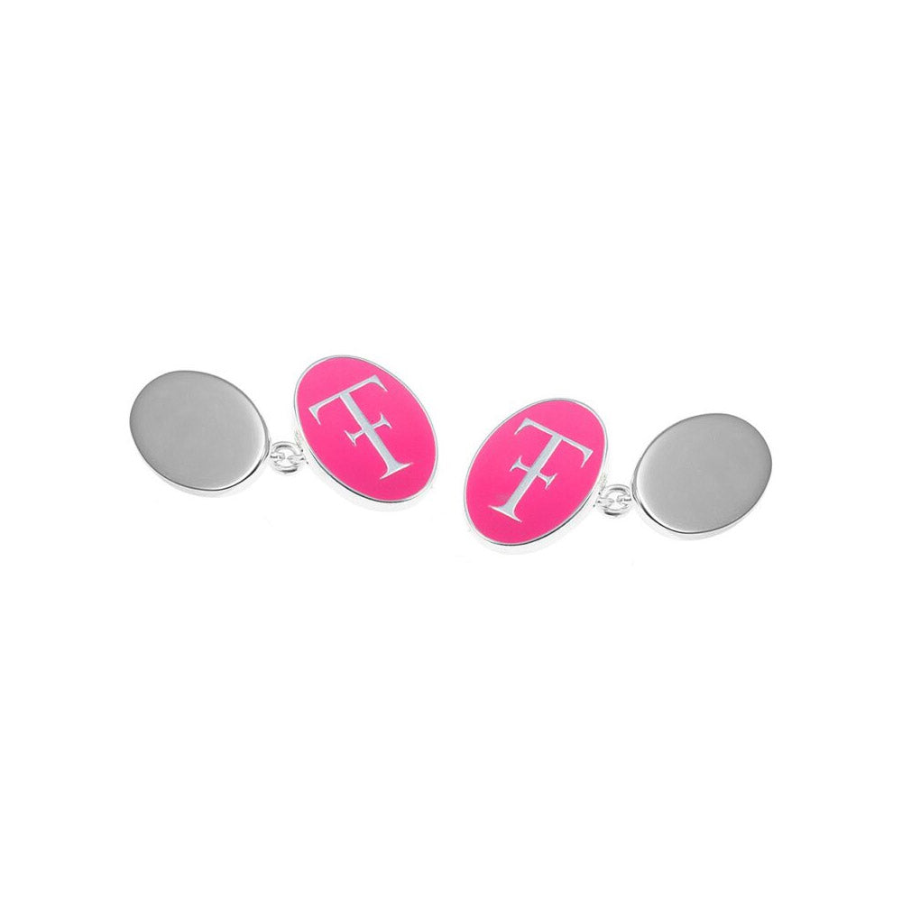 TF Pink Enamel Oval Cufflinks
